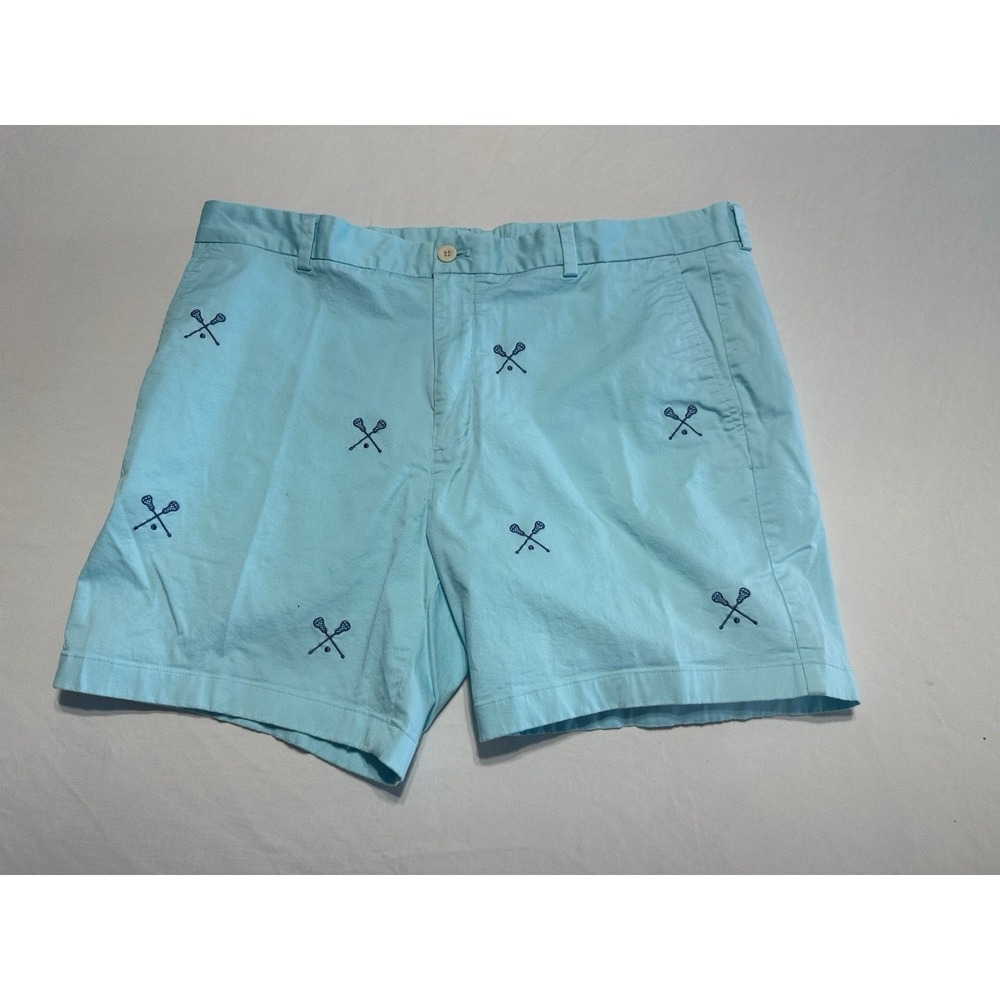Vineyard Vines Mens 40 Blue Embroidered Lacrosse Sticks Club Prep Chino Shorts